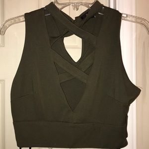 Hot sexy crop dress top, dark olive green